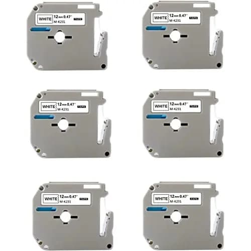 KIT COM 6 FITAS BRANCAS ROTULADOR OLLIX COMPATIVEL Mk231 M231 Mk 231 OLLIX