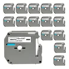 15x Fita Compatível Com Brother Mk231 T Branca 12mm Pt 80 70 Cor Branco
