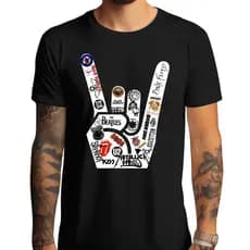 Camiseta Unissex Algodão Premium Casual Algodão 30.1 Rock Bandas Rock N Roll Simbolo
