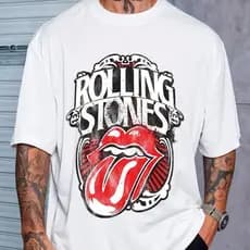 Camiseta Personalizada  Obersized Rock The Rolling Stones 1978 Estilo Vintage Algodão Premium