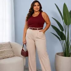 Regata Ribana Plus Size Feminino Nadador com Algodão Premium Canelado americana Canelada