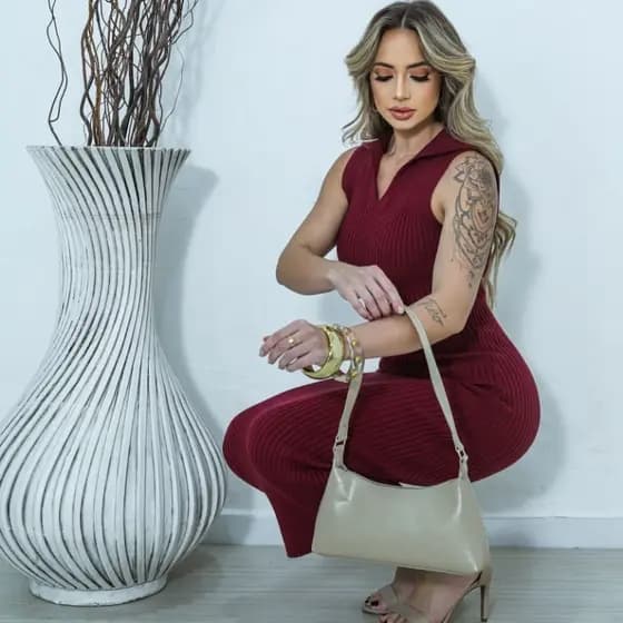 Vestido Midi Gola Polo Regata Tricot Modal Premium Primavera Verão 2027 Tricô Tendencia Blogueira