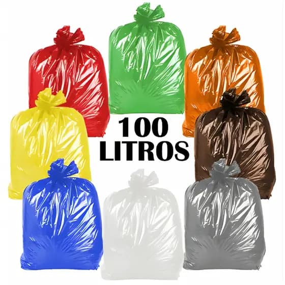 Saco de Lixo 100 Litros Colorido Reforçado 50 Unidades Coleta Seletiva Todas as Cores Micra 0,06