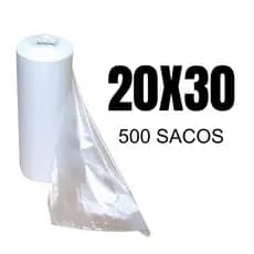 Bobina 20X30 Picotada de sacos plásticos para alimentos Transparente c/ 500un