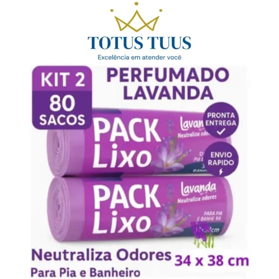 Kit Saco de lixo Perfumado lavanda Pia e Banheiro Neutraliza Odores cheiroso