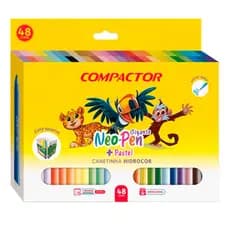 Caneta Hidrocor Neo-Pen Gigante Fina C/48 Cores Compactor