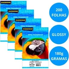 Folhas de Papel Fotográfico 180g Glossy Brilho A4 à Prova D'água Resistente MASTERPRINT 50/100/200