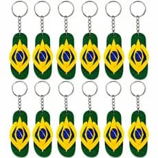 Chaveiro Chinelinho Brasil Cartela Com 12 Unidades Lembrancinha Verde Amarelo