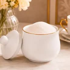 Açucareiro Royal Porcelana Branco Com Borda Dourada 300ml Hauskraft Elegante Mesa Posta