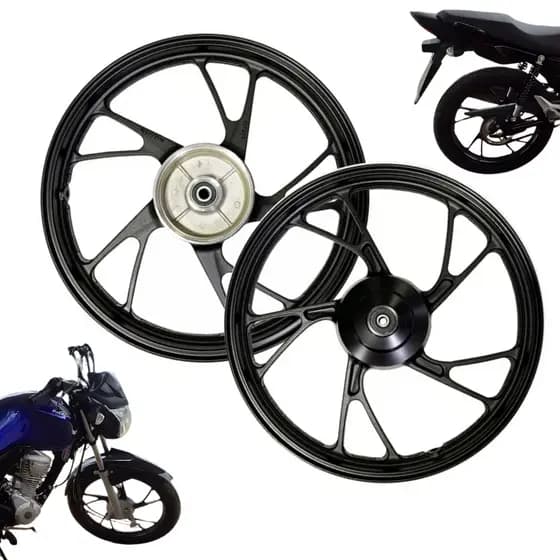 Roda Liga leve Pé de Galinha Titan 150 start 160 fan 150 Freio a Tambor Preta