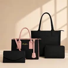 Kit 4 Bolsas Anjik Média + Sacola Anjik + Necessaire + Carteira,Bolsas Femininas,Escolar,Professora,Escritório,Gaby Show