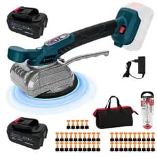 Kit MáQuina EléTrica De Assentamento De Pisos Com 2 Baterias + 50 Niveladores Espaçador Reutilizável Pisos Porcelanato