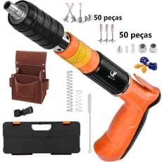 Pistola de Fixação Finca Pino com 20 Rebites e Kit de Segurança