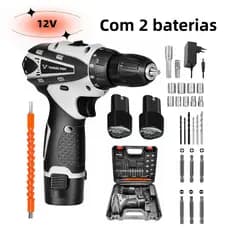 Kit Parafusadeira Furadeira 18+1 marchas, 85 Nm Furadeira/Parafusadeira Elétrica, com Mandril de Encaixe Rápido de 3/8"