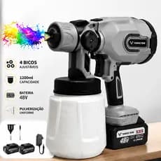 1200ML Pistola De Pintura Elétrica E Pulverizador 48V 4 bicos de cobre com 2 Baterias Pulverizador Tinta Elétrico