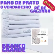 Kit Pano De Prato Branco Liso O VERDADEIRO PE DE GALINHA DA VÓ GRANDE 10 PEÇAS