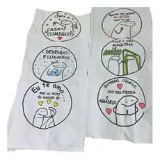 Kit 10 pano de prato bainha estampado pé de galinha meme
