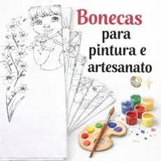 kit pano de prato riscado Bonecas mistos para pintura e artesanato 64 cm x 40 cm 100% algodão