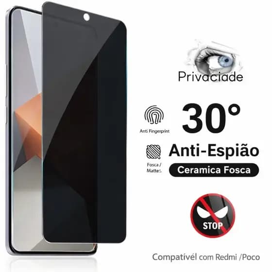Película Cerâmica Fosca Privacidade Redmi 12C 13C 14C 15C Poco C65 C71 C75 C85 Proteção Anti Espião