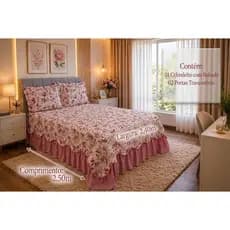 KIT Cobre Leito Colcha Belize Luxo Premium - Casal  / Queen - 03Peças