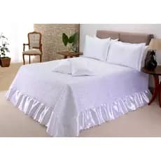 Colcha Branca Ou Rosa Luxo Cobre Leito Athena Queen Size 05 Peças