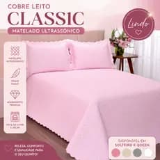 Cobre Leito Clássic Rose, Casal ou Queen - 03 Peças