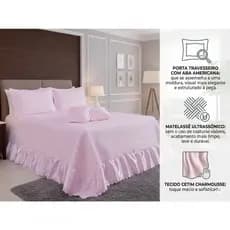 Colcha Branca Ou Rosa Luxo Cobre Leito Athena Queen Size 05 Peças