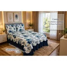 KIT Cobre Leito Colcha Belize Luxo Premium - Casal Box / Queen.