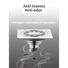 Ralo Inox Grelha Quadrado 10x10cm 3MM Espessura Anti Inseto Anti Odores Para Banheiro Aço SUS201