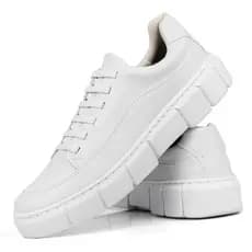 Tênis Masculino Branco Casual Overnside Estiloso Sola Alta Sneaker Chunky Lançamento LF4