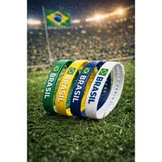 Pulseira Kit Cor do Brasil Copa BRASIL Silicone Ajustável Verde Amarela Branca Azul Unissex