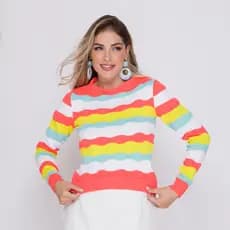Cropped Modal Tricô Colorida Moda Feminino