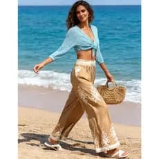 Calça Pantalona Estampada Forrado Lançamento Moda Feminina COD 150