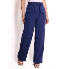 Calça Feminina Alfaiataria Cintura Alta Com Elástico E Bolsos Social COD 149