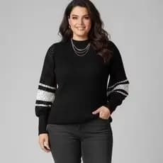 Blusa Feminina de frio Tricô Estilosa Gola Alta Plus Size g tamanho 46
