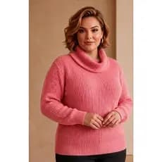 Blusa feminino  Feminina Tricô Gola boba estilosa Frio Plus Size   outono e inverno Tamanho GG 48