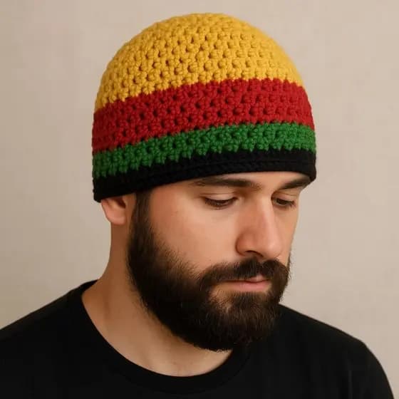 Touca Jamaica Crochê Artesanal Feita à Mão Gorro Reggae Inverno Algodão Quentinho unissex