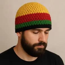 Touca Jamaica Crochê Artesanal Feita à Mão Gorro Reggae Inverno Algodão Quentinho unissex
