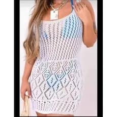 Vestido saída de praia curta canga verão moda blogueira tricô tamanho 46 até 48