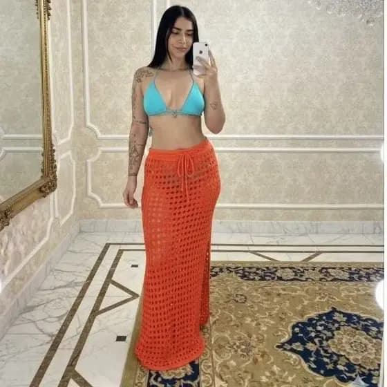 Saia de tricô rendado longa praia piscina moda verão e moda blogueira