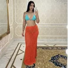 Saia de tricô rendado longa praia piscina moda verão e moda blogueira
