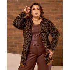 casaco feminino Max Cardigan grande Tricot estampa  Plus Size Feminina GG tamanho 46