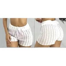 Short de Praia  plussize Renda Saída Canga Tricô, Curto, Feminino Verão, Piscina,,Tam  44 a 46