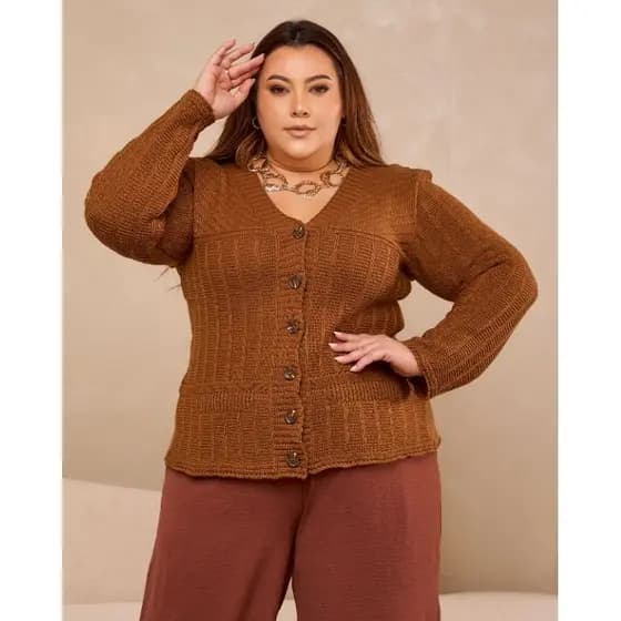 casaco feminino trico frio plus size inverno tamanho 48
