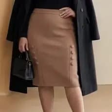 Saia de Tricô  mídi feminina lisa com botões  frio PLUS SIZE moda Evangélica  Tamanho G ao GG