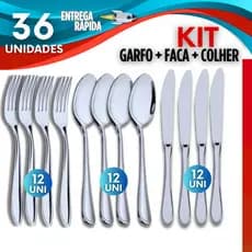 Faqueiro 36/18/12 Talheres Linha Premium Utilidade 12 Garfos 12 Facas 12 Colheres Casa Restaurante