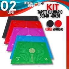 Kit 2 ou 1 Tapete Culinário de Silicone Antiaderente para Amassar Massa Pão Pizza Resistente a Calor