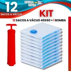 Kit 12/6/4 Sacos a Vácuo 40x60 Médio Organização de Roupas Mala Viagem Guarda Roupas Dobravel Bomba