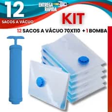 KIT 12/6/2 SACOS A VÁCUO 70x110 cm GRANDE REUTILIZÁVEIS ORGANIZADOR EDREDONS COBERTORES TRAVESSEIROS