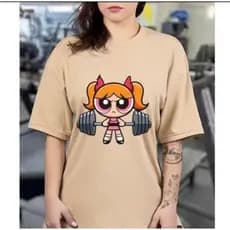 Camiseta Meninas Super Poderosas Manga Curta Academia Oversizid Algodão 30.1 FLORZINHA